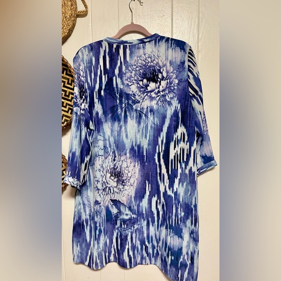 Chico's Woven Dreams Tulia V-neck Tunic Double Layer Asymmetrical Top Size 2 - Picture 4 of 5
